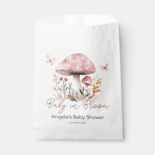 Pink Woodland Mushroom Baby shower Bedankzakje (Voorkant)