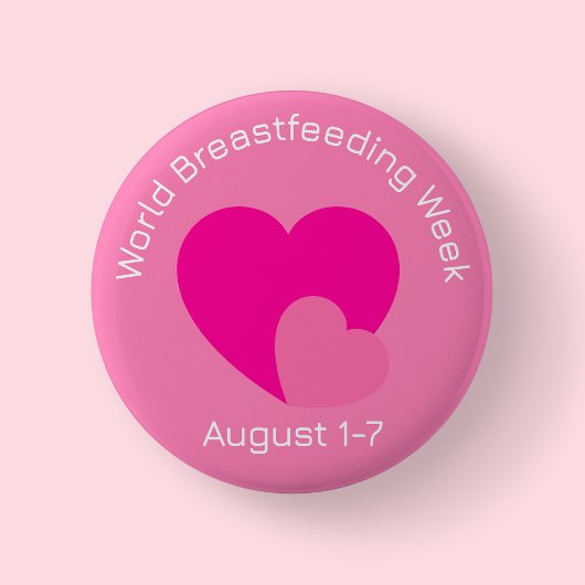 Pink World Breastfeeding Week Button