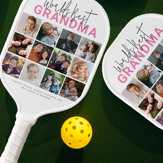 Pink Worlds Beste Oma | Fotocollage Pickleball Paddle