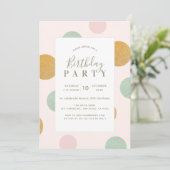 Pink x Gold Polka Point Anniversaire Invitation de (Debout devant)
