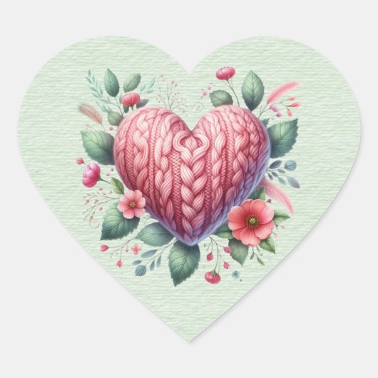 Pink Yarn Valentijn Heart Hart Sticker (Voorkant)