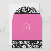 Pink Yarrow Monogram Floral Damask Wedding Kaart (Achterkant)