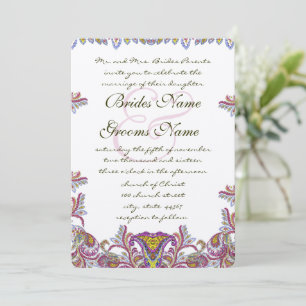 Pink Yarrow Vintage Paisley Faire-part de mariage