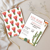 Pink Yee Haw Western Rodeo Cowgirl Verjaardag Kaart