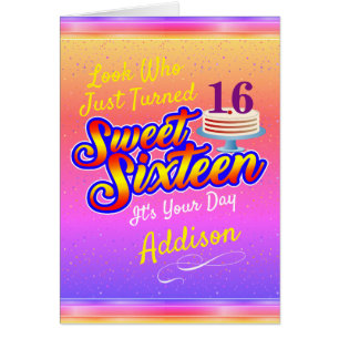 PINK & YEL (Jouw tekst) Sweet 16 Zestien verjaarda