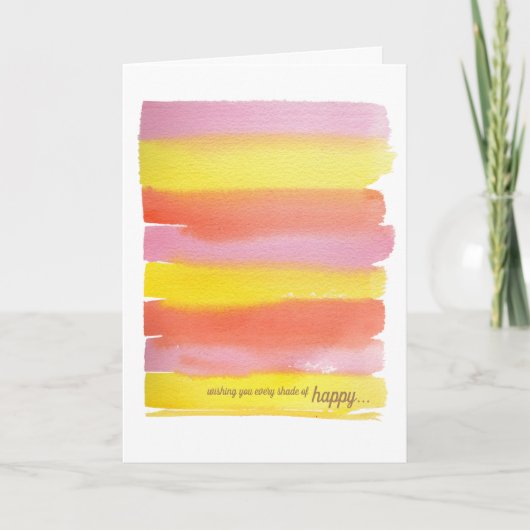 Pink+Yellow Aquarelle Carte pliée Anniversaire (Devant)