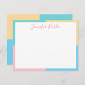 Pink Yellow Blue Green Script Modèle manuscrit (Devant / Derrière)