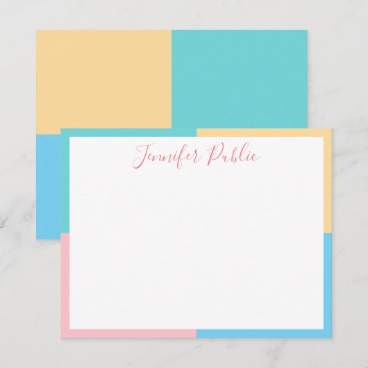 Pink Yellow Blue Green Script Modèle manuscrit (Devant / Derrière)