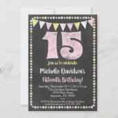 Pink Yellow Chalkboard 15e anniversaire Invitation (Devant)