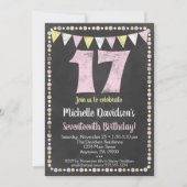 Pink Yellow Chalkboard Invitation 17e anniversaire (Devant)
