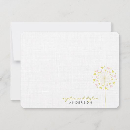 Pink Yellow Dandelions Aimer Mariage Carte de reme (Devant)
