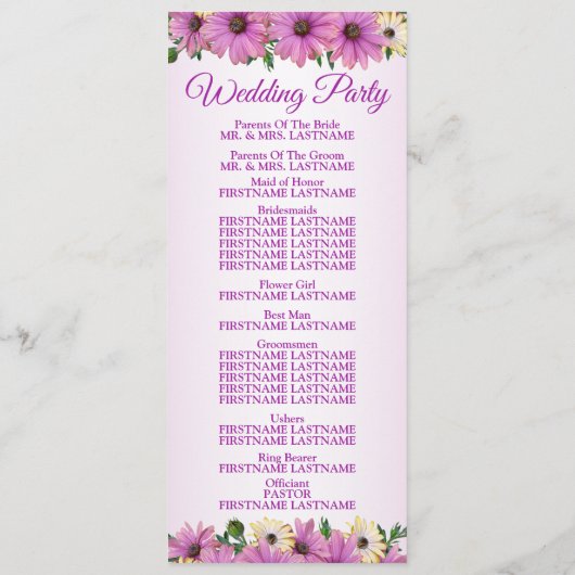 Pink Yellow Floral Rustic Elegant Wedding  Programma (Achterkant)