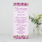 Pink Yellow Floral Rustic Elegant Wedding  Programma (Staand voorkant)