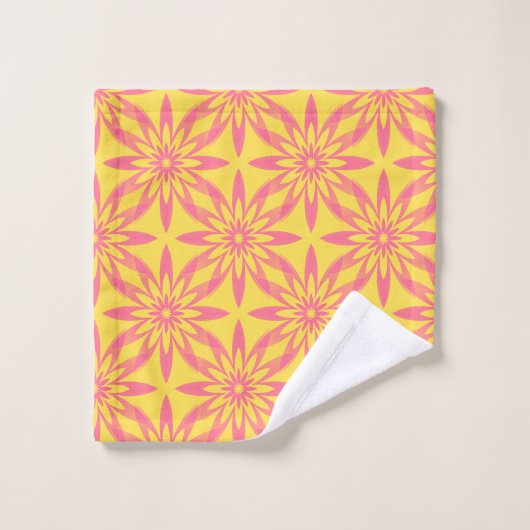 Pink Yellow Flower Seamless Pattern (Gant de toilette)