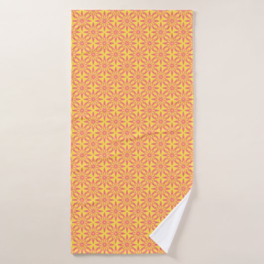 Pink Yellow Flower Seamless Pattern (Serviette de bain)