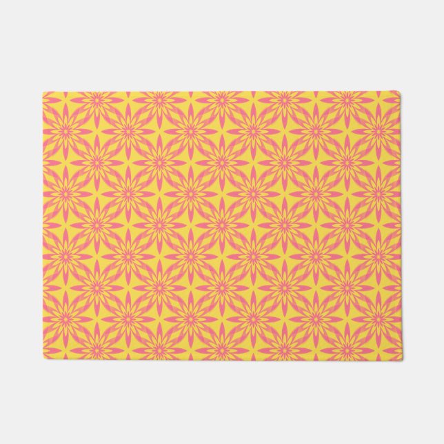 Pink Yellow Flower Seamless Pattern Deurmat (Voorkant)