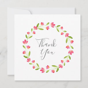 Pink Yellow Green Waterverf Floral Wreater Bedankkaart