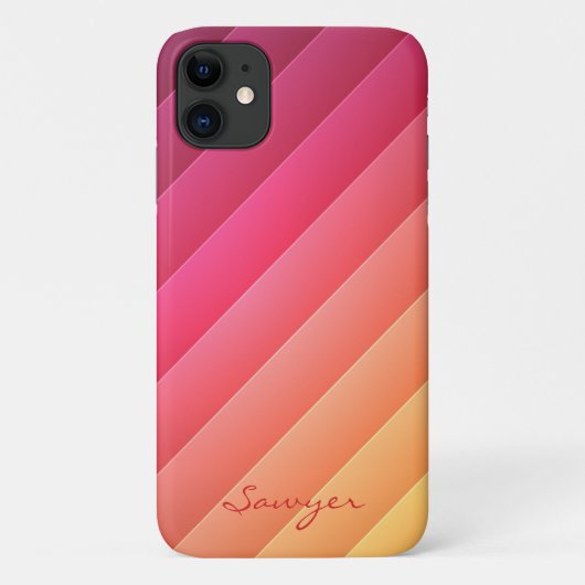 Pink & Yellow Striped Case-Mate iPhone Case (Achterkant)