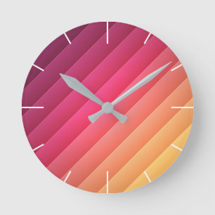 Pink & Yellow Striped Ronde Klok