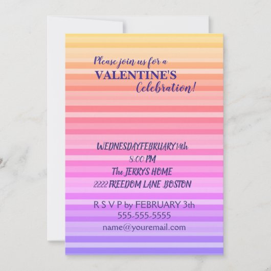 Pink Yellow Stripes Valentine Invitation (Devant)