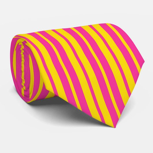 Pink Yellow Stylish Stripes Pattern Design Stropdas