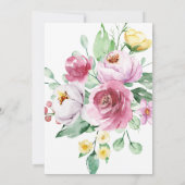 Pink Yellow Waterverf Floral Wedding Kaart (Achterkant)