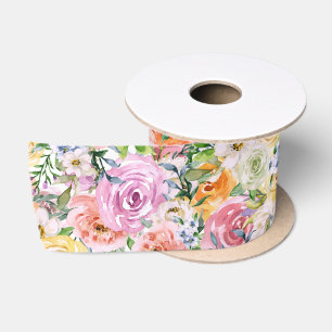 Pink Yellow White Oranje Roos Flowers Patroon Lint