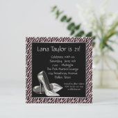 Pink Zebra 21e anniversaire Invitations (Debout devant)