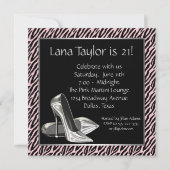 Pink Zebra 21e anniversaire Invitations (Devant)