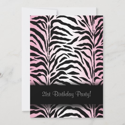 Pink Zebra 21e anniversaire Invitations (Devant)