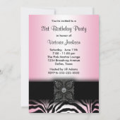 Pink Zebra 21e anniversaire Invitations (Dos)