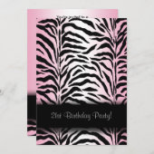 Pink Zebra 21e anniversaire Invitations (Devant / Derrière)
