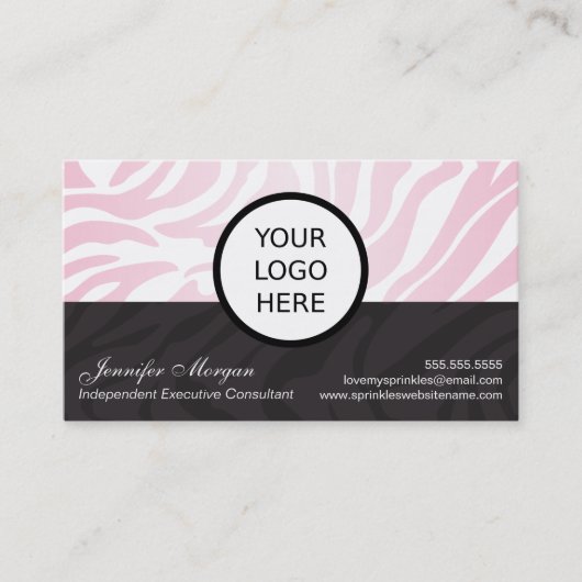 Pink Zebra Add Logo Visitekaartje (Voorkant)