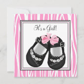 Pink Zebra Baby Shower Invitations (Devant)