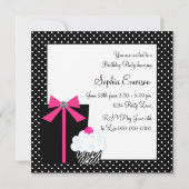 Pink Zebra Cake Cupcake Invitations de fête d'anni (Dos)