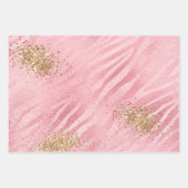 Pink Zebra Gold Glitzy Glitter Inpakpapier Vel (Voorkant)