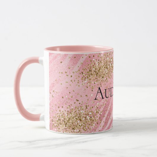 Pink Zebra Gold Glitzy Glitter Mok (Links)
