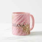 Pink Zebra Gold Glitzy Glitter Mok (Voorkant rechts)