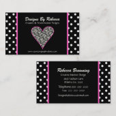 Pink Zebra Imprimer le coeur et les Pois Carte de (Devant / Derrière)