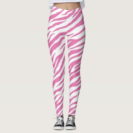Pink Zebra Imprimer Leggings & Pantalons de Yoga (Devant)