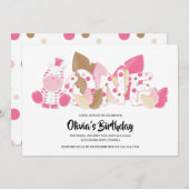 Pink Zebra première fête d'anniversaire Invitation (Devant / Derrière)