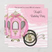 Pink Zebra Princess Invitations de fête d'annivers (Devant / Derrière)