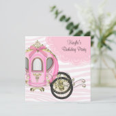 Pink Zebra Princess Invitations de fête d'annivers (Debout devant)