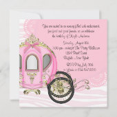 Pink Zebra Princess Invitations de fête d'annivers (Dos)