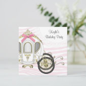 Pink Zebra Princess Invitations de fête d'annivers (Debout devant)