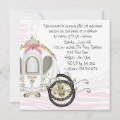 Pink Zebra Princess Invitations de fête d'annivers (Dos)