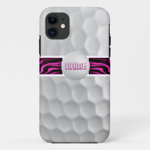 Pink Zebra Print Golf Ball Iphone 5 Coque