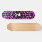 Pink Zebra Skull Princess Skateboard (Horz)