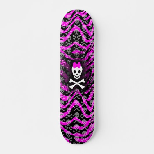 Pink Zebra Skull Princess Skateboard (Devant)