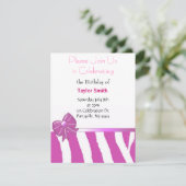 Pink Zebra Sripes Invitation Anniversaire (Debout devant)